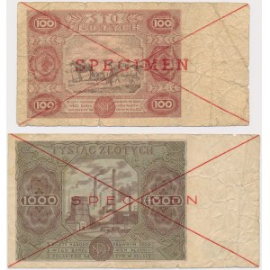 100 i 1.000 złotych 1947 - SPECIMEN (2szt)