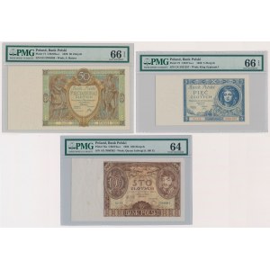 5, 50 i 100 złotych 1929-1934 (3szt)