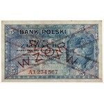 Londyn, 5 złotych 1939 - WZÓR - A 1234567