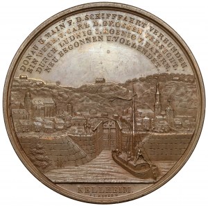 Niemcy, Ludwik I, Medal 1845 - Budowa Kanału Ludwiga - Widok na Kellheim