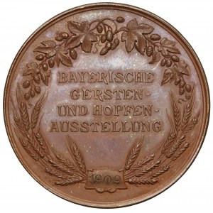 Niemcy, Bawaria, Medal 1909 - Wystawa jęczmienia i chmielu bawarskiego