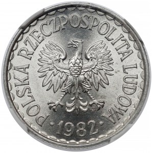 1 złoty 1982 - cienka data - bez zadziora