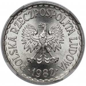 1 złoty 1982 - cienka data - z zadziorem - piękna