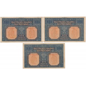 Generał 100 mkp 1916 - zestaw (3szt)