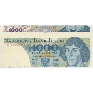 BŁĄD CIĘCIA 1.000 złotych 1982 - przesunięcie
