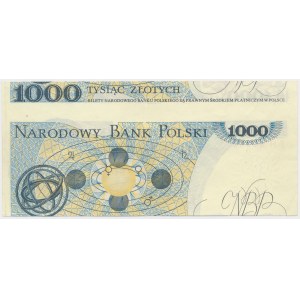 BŁĄD CIĘCIA 1.000 złotych 1982 - przesunięcie