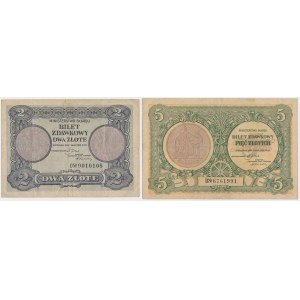 2 i 5 złotych 1925 Konstytucja - zestaw (2szt)