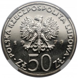 Próba NIKIEL 50 złotych 1979 Mieszko I - popiersie