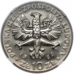 Próba NIKIEL 10 złotych 1965, VII wieków Warszawy - Nike z herbem