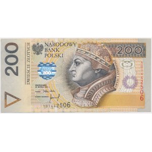 BŁĄD DRUKU 200 złotych 1994 - przesunięcie druku rewersu