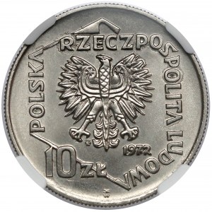 Próba NIKIEL 10 złotych 1972 Port w Gdyni - tło bez desenia