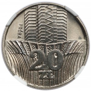 Próba NIKIEL 20 złotych 1973 Wieżowiec i łany zboża