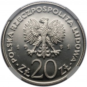 Próba NIKIEL 20 złotych 1981 Kościół Mariacki w Krakowie