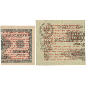 1 grosz 1924 - lewa połowa i 5 groszy 1924 - prawa połowa (2szt)