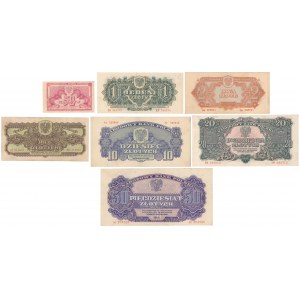 Zestaw banknotów 50 gr - 500 zł 1944 (7szt)