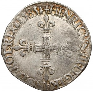 Henryk Walezy, 1/4 ecu (quart d'écu) 1585 H, La Rochelle