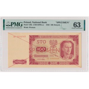 100 złotych 1948 - SPECIMEN - AG 1234567