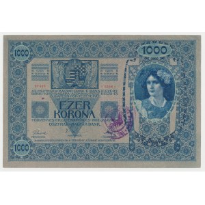 Serbia, Horgos, 1.000 Kronen 1902 with fake stamp