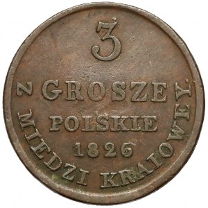 3 grosze polskie 1826 I.B. z MIEDZI KRAIOWEY