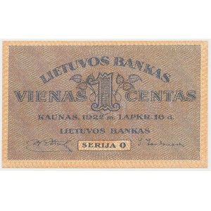 Lithuania, 1 Centas 1922 - November issuse