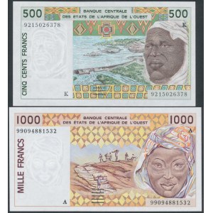 Afryka Zachodnia (Senegal,Wybrzeże Kości Słoniowej), 500 i 1.000 Francs (2szt)