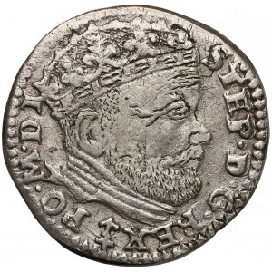 Stefan Batory, Trojak Wilno 1585 - herb Lis - duża głowa