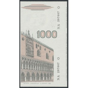 Włochy, 1.000 Lire 1982 - błąd cięcia