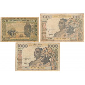 West Africa (Ivory Coast), 500 i 2x 1.000 Francs (2pcs)