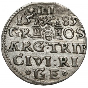 Stefan Batory, Trojak Ryga 1585 - mała, bez naramiennika