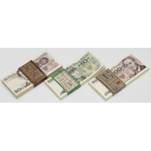 Paczki bankowe 20, 50 i 100 zł 1982-1988 (3szt)