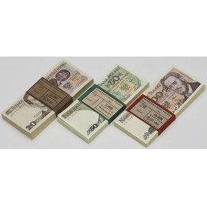 Paczki bankowe 20, 50 i 100 zł 1982-1988 (3szt)