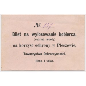 Bilet na wylosowanie kobierca na korzyść ochrony w Pleszewie, 1 talar