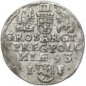 Zygmunt III Waza, Trojak Olkusz 1593 - SIG 3 - z krzyżem