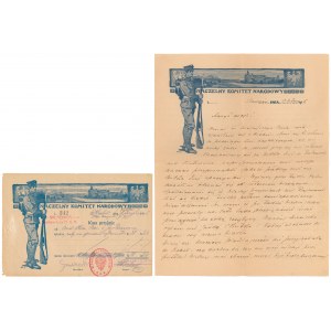 NKN - pokwitowanie wpłaty i pismo na papierze firmowym 1915