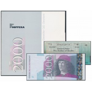 Niemcy, Testnote Giesecke & Devrient 2000 i bilet na przedstawienie - w folderze