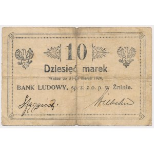 Żnin, Bank Ludowy, 10 marek (w.d. 31 marca 1920) - ODWROTKA
