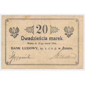 Żnin, Bank Ludowy, 20 marek (w.d. 31 marca 1920) - ODWROTKA