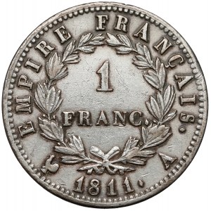 Francja, Napoleon Bonaparte, 1 frank 1811 A, Paryż