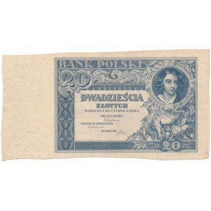 20 złotych 1931 - bez serii i numeru, ręcznie wycięty z arkusza