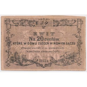 Nowy Sącz, Dom zleceń Józef Mars i Spółka, 20 centów 1863/4