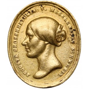 Niemcy, Mecklenburg, Fryderyk Franz II, Medal pośmiertny ZŁOTO pamięci żony Auguste von Reuss