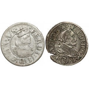 Austria, Ferdynad II, 3 krajcarówki bez daty i 1637, zestaw (2szt)