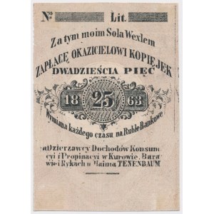 Kurów, Haim Tennenbaum, dzierżawca Dochodów Konsumpcji i Propinacji w Kurowie, Barawie i Rykach, 25 kopiejek 1863