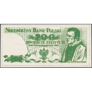 Solidarność, 200 złotych 1984 Jerzy Popiełuszko