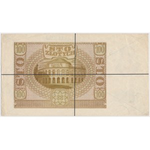 100 złotych 1940 - egzemplarz okazowy - skreślony i ze stemplami MUSTER