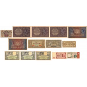 Zestaw banknotów, marki polskie i złotówki 1916-1965 (14szt)
