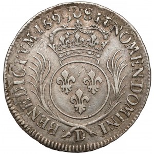 Francja, Ludwik XIV, 1/2 Ecu 1693 D, Lyon
