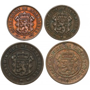 Luksemburg 2 1/2 i 5 Centimes 1854-1901, zestaw (4szt)