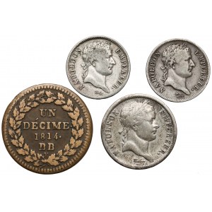 Francja, Napoleon Bonaparte i Ludwik XVIII, Franki i decime 1808-1814 (4szt)