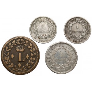 Francja, Napoleon Bonaparte i Ludwik XVIII, Franki i decime 1808-1814 (4szt)